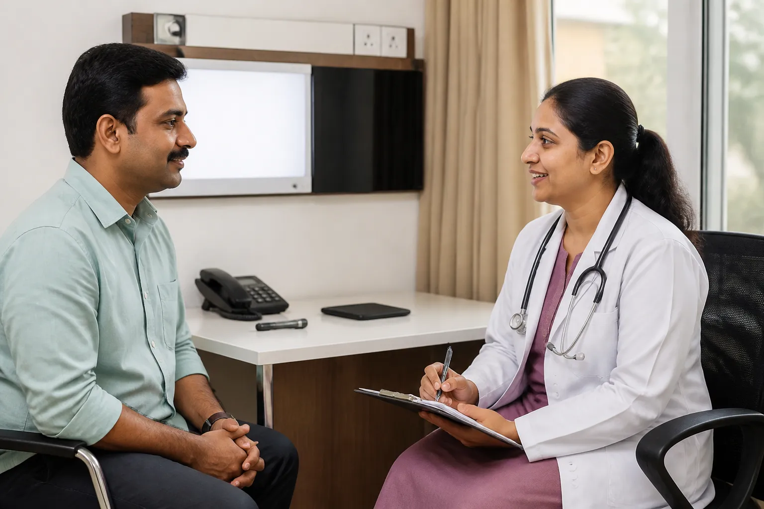 Follow-up medical consultation in a clinic room